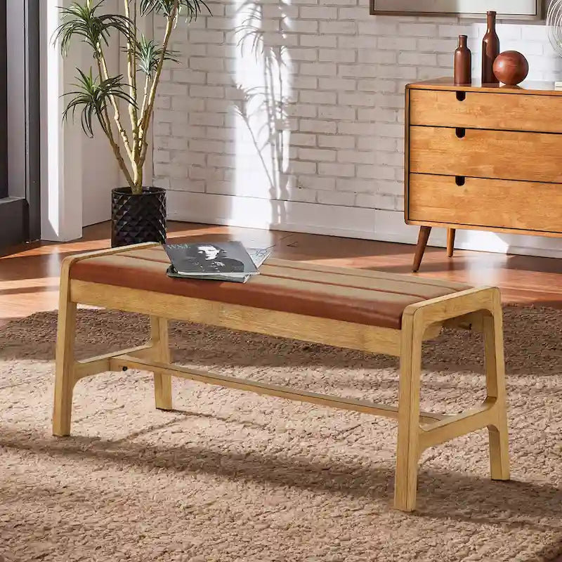 Banc Cesis au fini chêne clair, style scandinave moderne