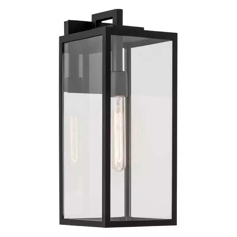 Branner Applique murale extérieure 1 lumière 17,75 pouces avec verre transparent en noir texturé