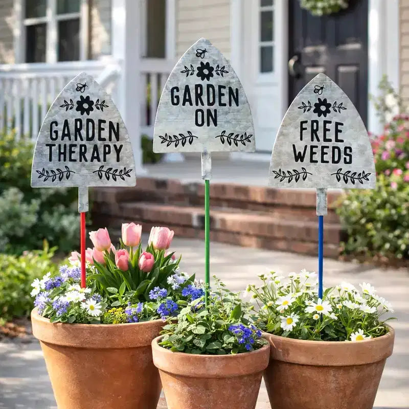 Piquets de jardin humoristiques The Lakeside Collection en forme de pelle - Lot de 3 -