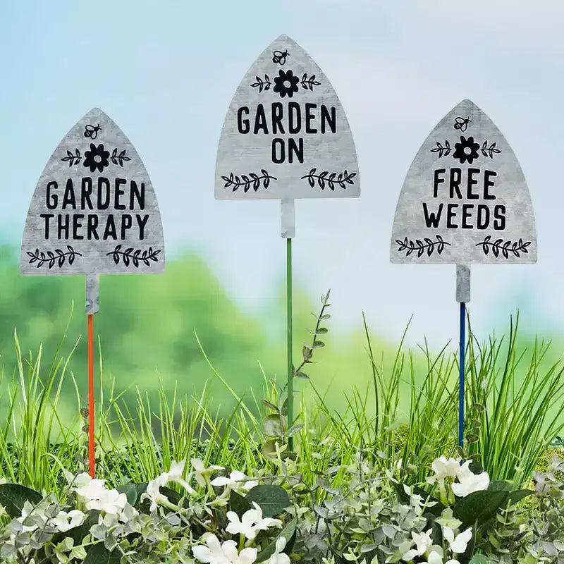 Piquets de jardin humoristiques The Lakeside Collection en forme de pelle - Lot de 3 -