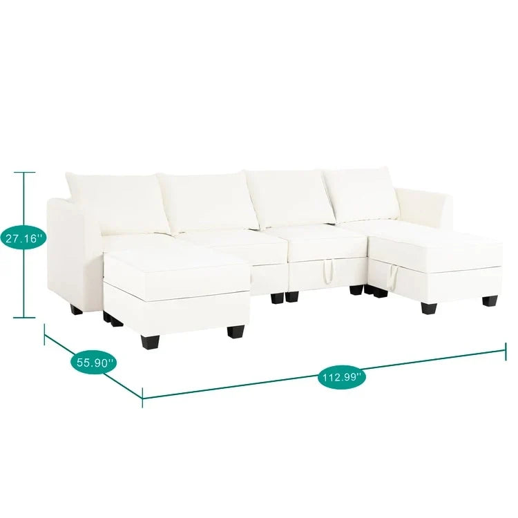 Collection DIY Moderne - Canapé Sectionnel Modulable Convertible - Canapé en Lin pour Salon Appartement Bureau