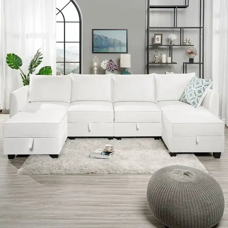 Collection DIY Moderne - Canapé Sectionnel Modulable Convertible - Canapé en Lin pour Salon Appartement Bureau