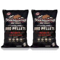 Bear Mountain BBQ Granulés de bois pour fumoir, 100 % naturels, saveur Mesquite, pour barbecues à gaz, charbon et électriques d'extérieur, 18,1 kg (lot de 2)