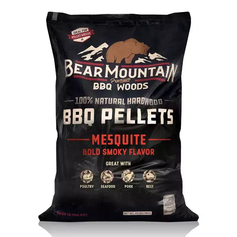 Bear Mountain BBQ Granulés de bois pour fumoir, 100 % naturels, saveur Mesquite, pour barbecues à gaz, charbon et électriques d'extérieur, 18,1 kg (lot de 2)