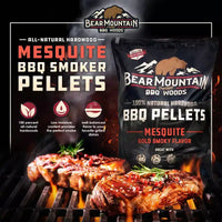 Bear Mountain BBQ Granulés de bois pour fumoir, 100 % naturels, saveur Mesquite, pour barbecues à gaz, charbon et électriques d'extérieur, 18,1 kg (lot de 2)