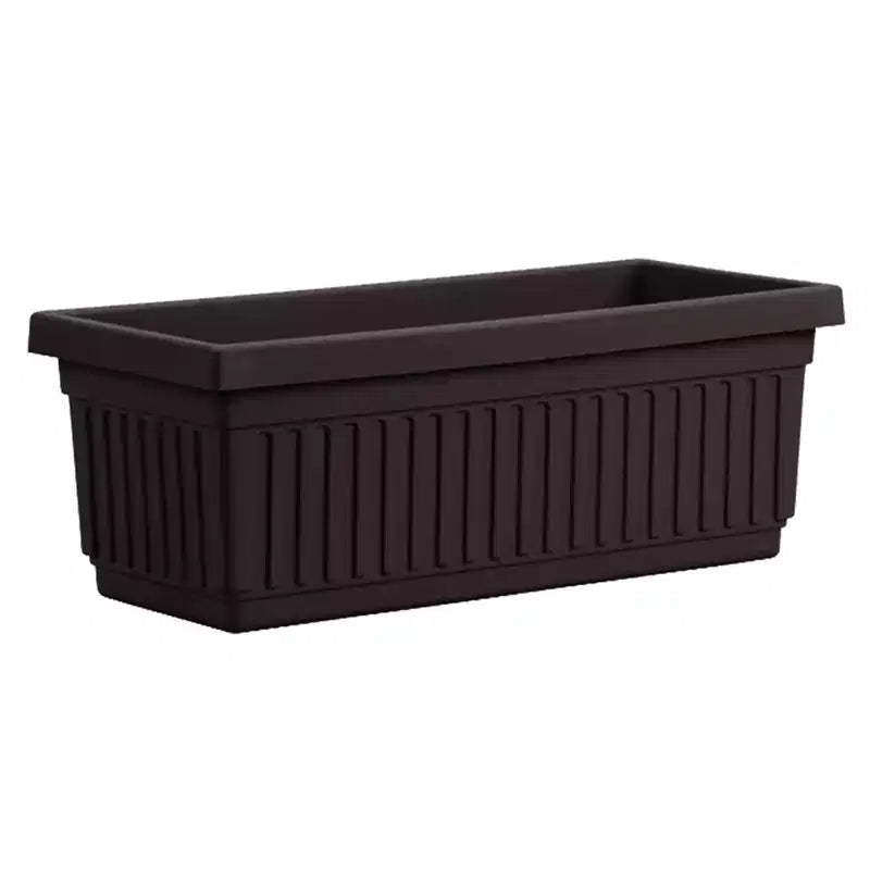 Jardinière de fenêtre de jardin vénitien en plastique cannelé de 60 cm de long de HC Companies pour fleurs, légumes ou plantes grasses, noire (paquet de 4)