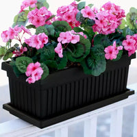 Jardinière de fenêtre de jardin vénitien en plastique cannelé de 60 cm de long de HC Companies pour fleurs, légumes ou plantes grasses, noire (paquet de 4)