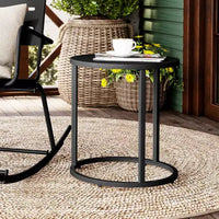 Crestlive Products Table d'appoint de jardin, table pour chaise longue, table bistrot ronde en metal pour interieur et extérieur (noir)