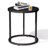 Crestlive Products Table d'appoint de jardin, table pour chaise longue, table bistrot ronde en metal pour interieur et extérieur (noir)