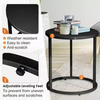 Crestlive Products Table d'appoint de jardin, table pour chaise longue, table bistrot ronde en metal pour interieur et extérieur (noir)
