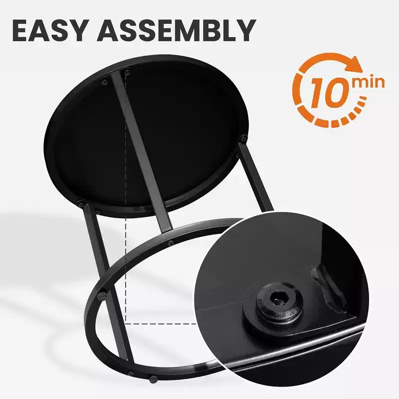 Crestlive Products Table d'appoint de jardin, table pour chaise longue, table bistrot ronde en metal pour interieur et extérieur (noir)