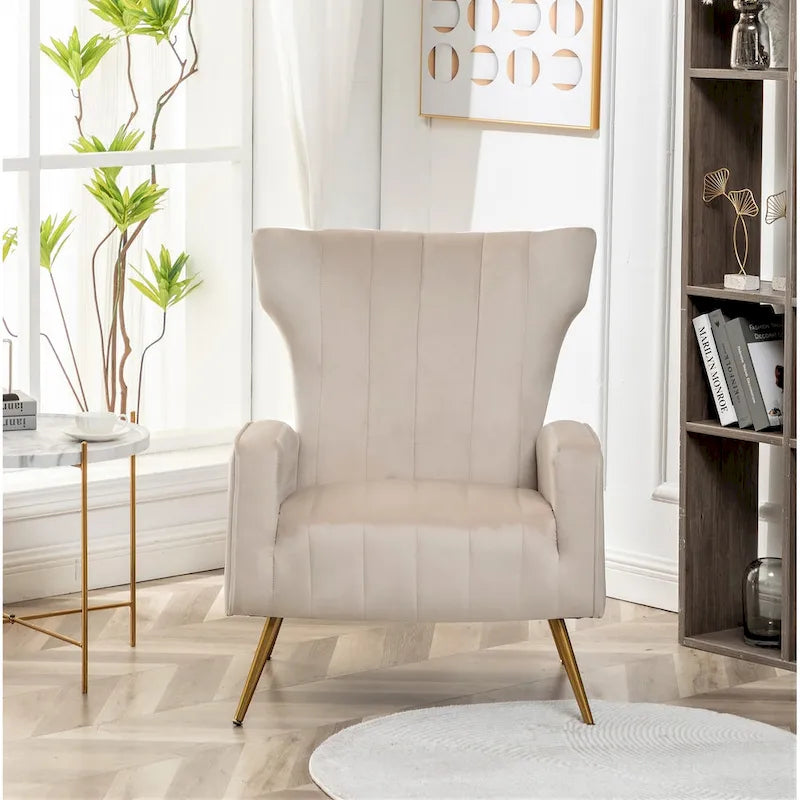 Fauteuil en velours à accoudoirs carrés Kaleigh 27.6W