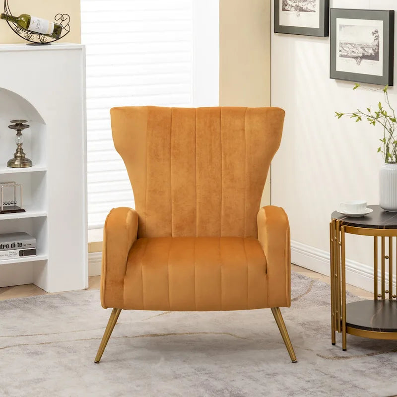 Fauteuil en velours à accoudoirs carrés Kaleigh 27.6W