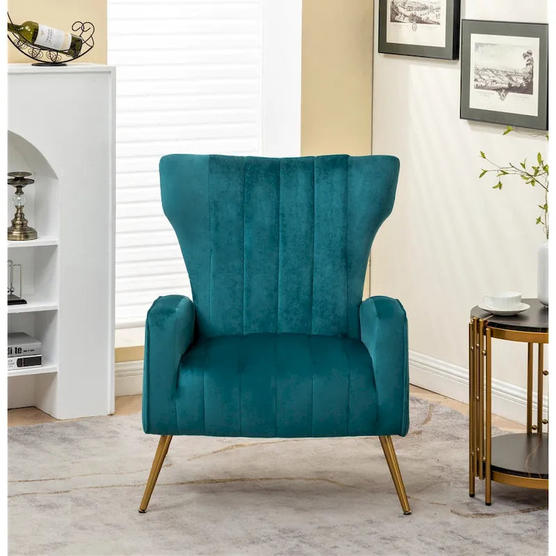 Fauteuil en velours à accoudoirs carrés Kaleigh 27.6W