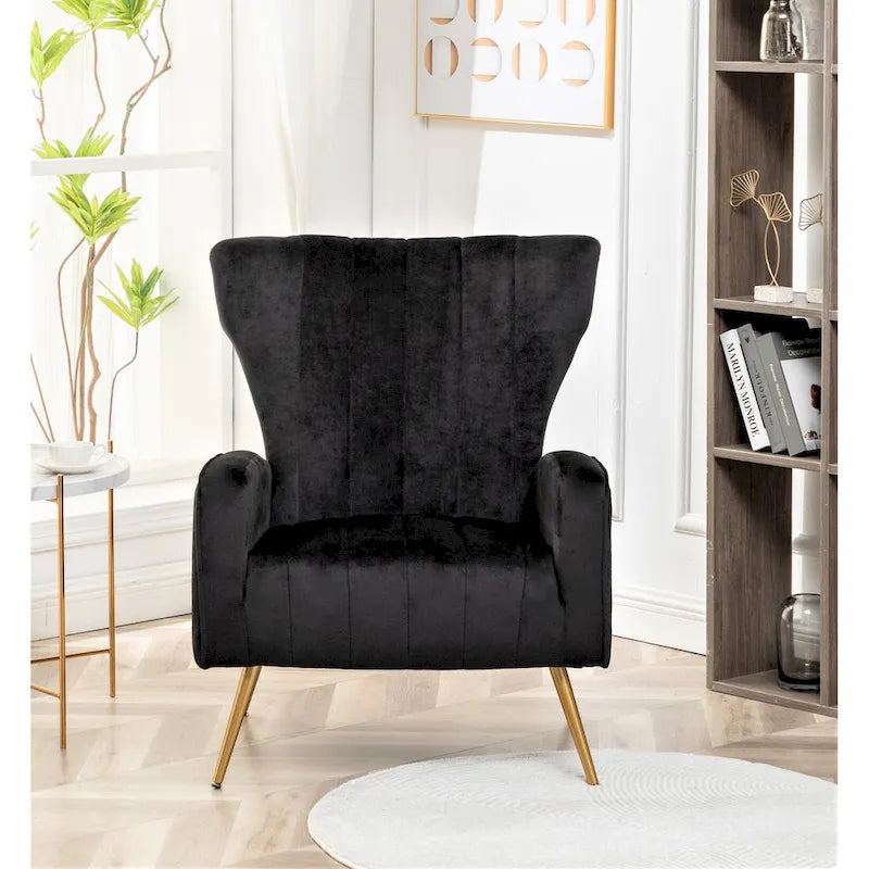 Fauteuil en velours à accoudoirs carrés Kaleigh 27.6W