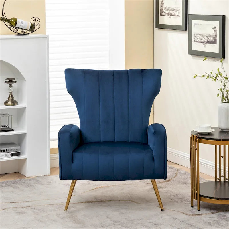 Fauteuil en velours à accoudoirs carrés Kaleigh 27.6W