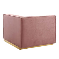 Sanguine Fauteuil accoudoir gauche pour canapé sectionnel modulable en velours performance à capitons canaux