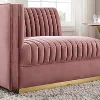 Sanguine Fauteuil accoudoir gauche pour canapé sectionnel modulable en velours performance à capitons canaux