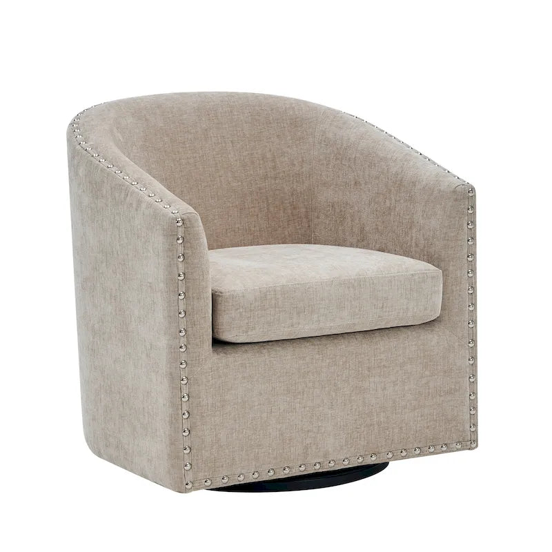 Fauteuil d'appoint pivotant Porthos Home Wesa en tissu capitonné