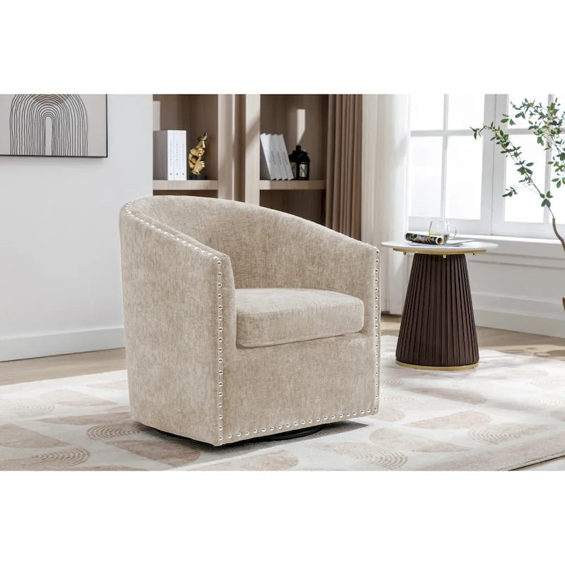 Fauteuil d'appoint pivotant Porthos Home Wesa en tissu capitonné