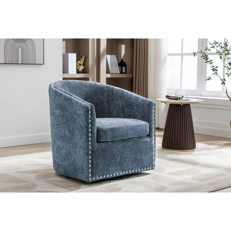 Fauteuil d'appoint pivotant Porthos Home Wesa en tissu capitonné