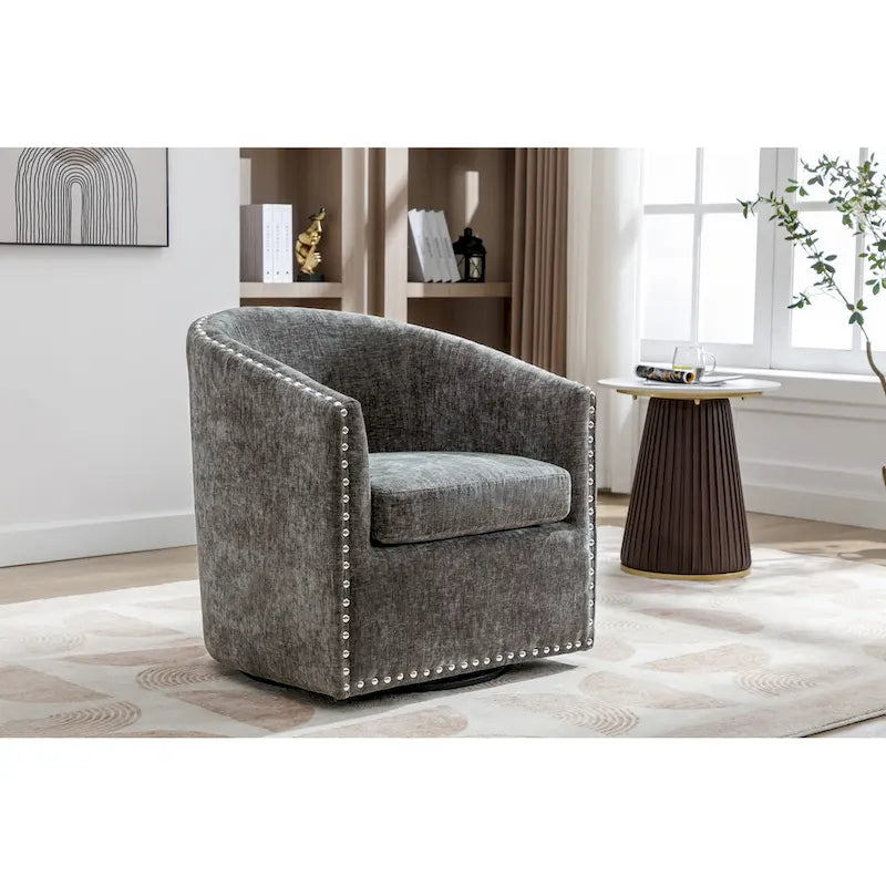 Fauteuil d'appoint pivotant Porthos Home Wesa en tissu capitonné
