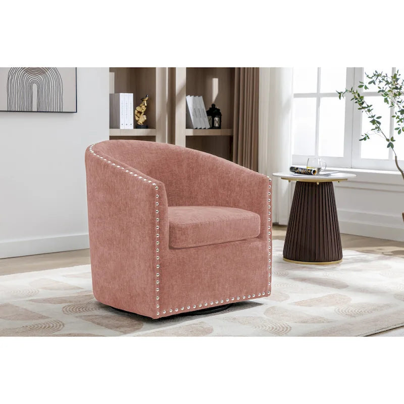 Fauteuil d'appoint pivotant Porthos Home Wesa en tissu capitonné