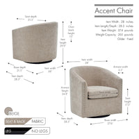 Fauteuil d'appoint pivotant Porthos Home Wesa en tissu capitonné