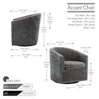 Fauteuil d'appoint pivotant Porthos Home Wesa en tissu capitonné
