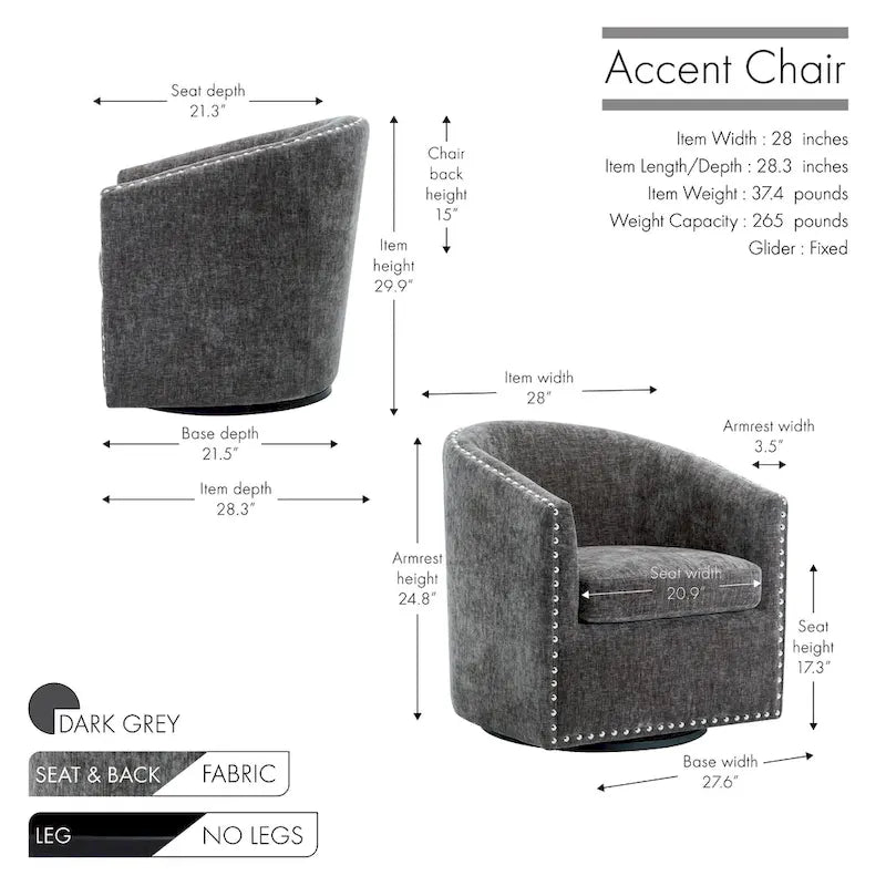 Fauteuil d'appoint pivotant Porthos Home Wesa en tissu capitonné