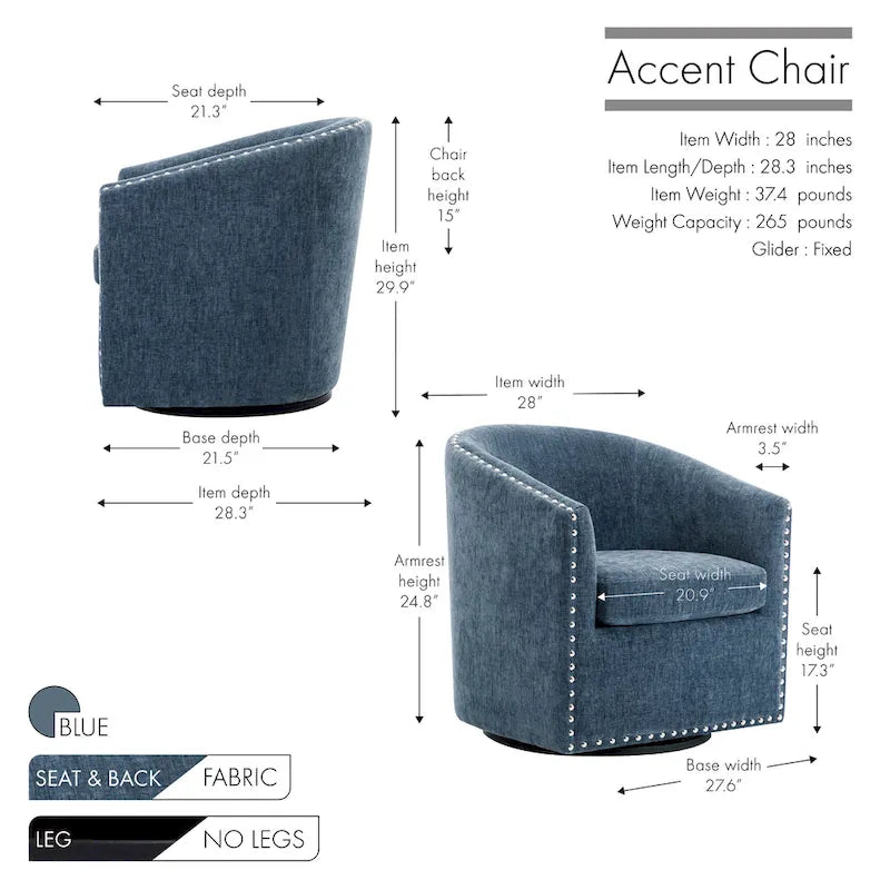 Fauteuil d'appoint pivotant Porthos Home Wesa en tissu capitonné
