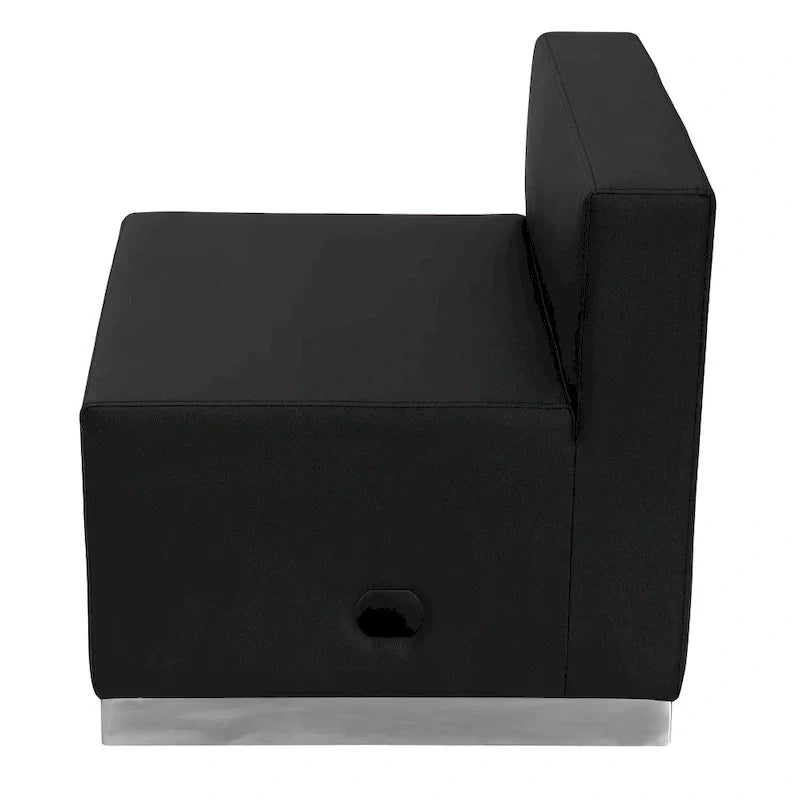 Fauteuil LeatherSoft avec base en acier inoxydable brossé - mobilier d'accueil