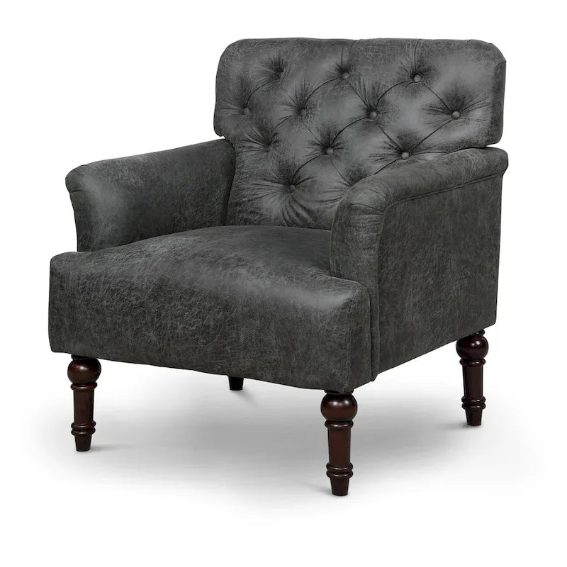Purani - Fauteuil d'appoint large transitionnel capitonné en vinyle avec coussin en T par Furniture of America