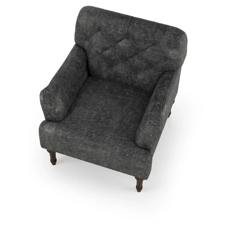 Purani - Fauteuil d'appoint large transitionnel capitonné en vinyle avec coussin en T par Furniture of America