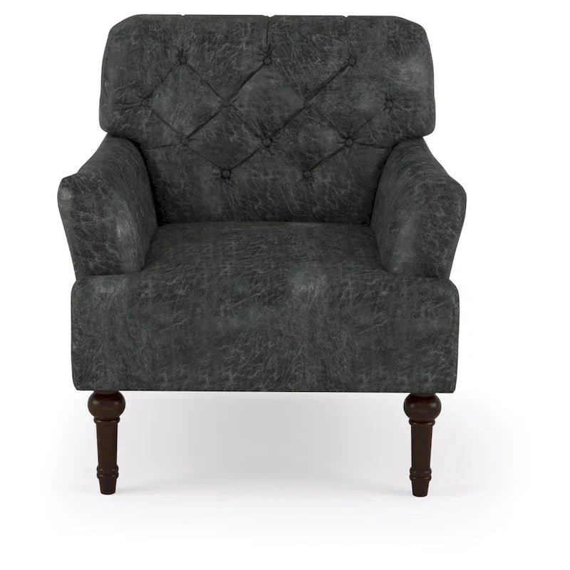 Purani - Fauteuil d'appoint large transitionnel capitonné en vinyle avec coussin en T par Furniture of America