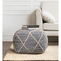 Jani Kirkwood Lake Pouf ottoman bleu 22 pouces - Repose-pieds fait main pour salon, chambre, chambre de bébé, chambre d'enfant