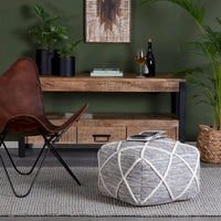 Jani Kirkwood Lake Pouf ottoman bleu 22 pouces - Repose-pieds fait main pour salon, chambre, chambre de bébé, chambre d'enfant