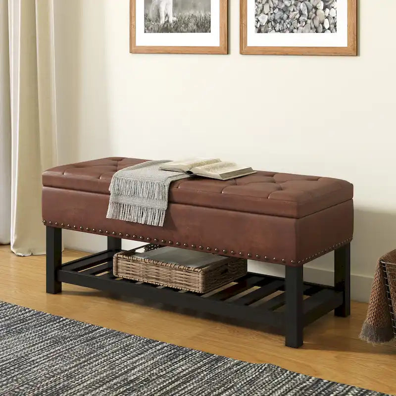 Banc ottoman rectangulaire WYNDENHALL Riley de 43 po de large - 43 L x 17 P x 19 H