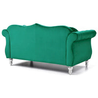 Causeuse Chesterfield en Velours Hollywood 68 pouces avec 2 Coussins Décoratifs - 68L x 35l x 34H pouces