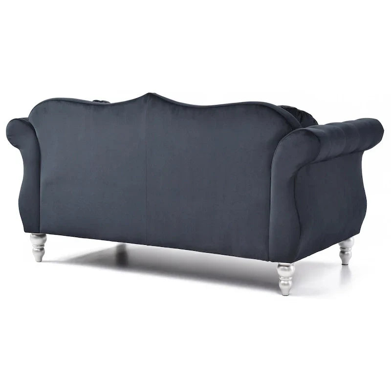 Causeuse Chesterfield en Velours Hollywood 68 pouces avec 2 Coussins Décoratifs - 68L x 35l x 34H pouces