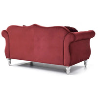 Causeuse Chesterfield en Velours Hollywood 68 pouces avec 2 Coussins Décoratifs - 68L x 35l x 34H pouces