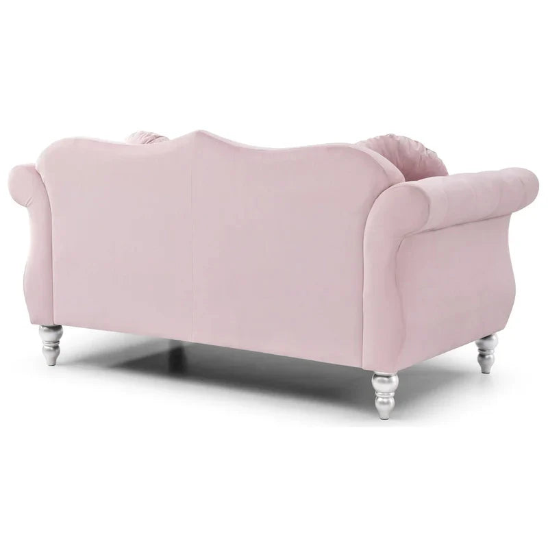 Causeuse Chesterfield en Velours Hollywood 68 pouces avec 2 Coussins Décoratifs - 68L x 35l x 34H pouces