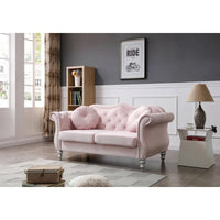Causeuse Chesterfield en Velours Hollywood 68 pouces avec 2 Coussins Décoratifs - 68L x 35l x 34H pouces