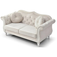 Causeuse Chesterfield en Velours Hollywood 68 pouces avec 2 Coussins Décoratifs - 68L x 35l x 34H pouces