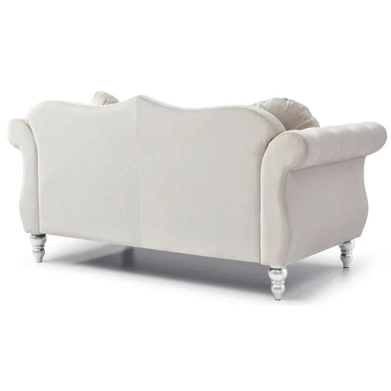 Causeuse Chesterfield en Velours Hollywood 68 pouces avec 2 Coussins Décoratifs - 68L x 35l x 34H pouces