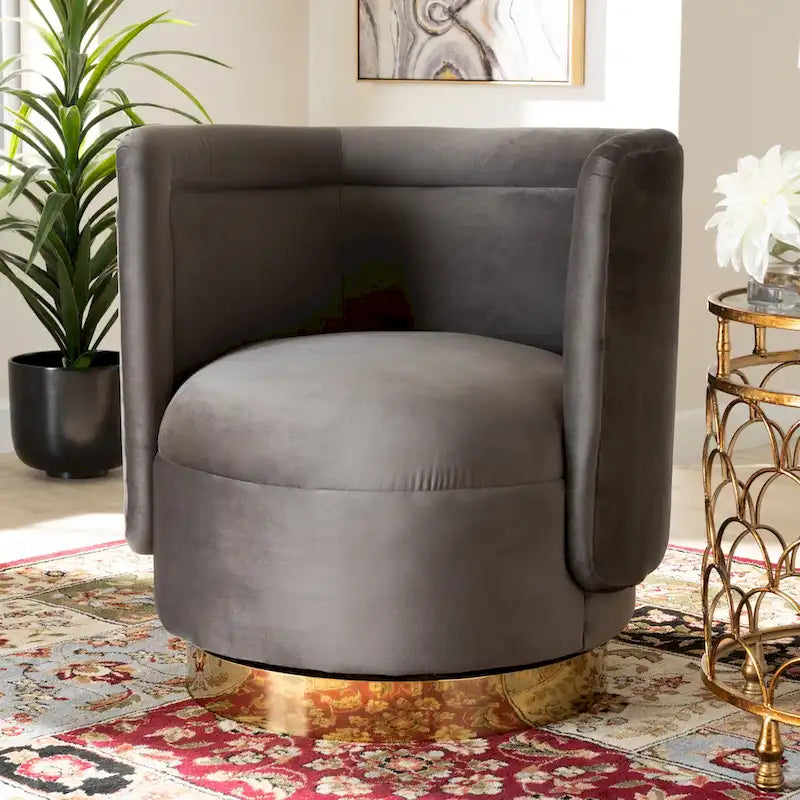 Fauteuil d'appoint pivotant rembourré Saffi Glam et Luxe