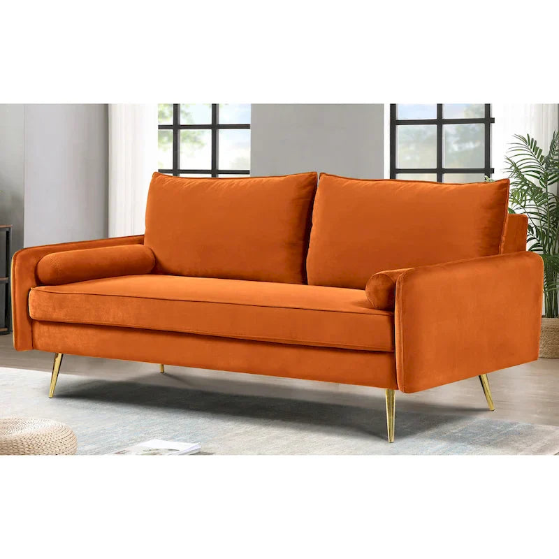 Canapé en polyester 70W Villeda avec accoudoirs carrés