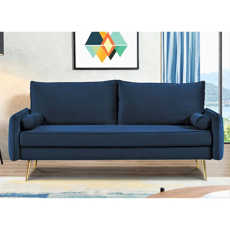 Canapé en polyester 70W Villeda avec accoudoirs carrés