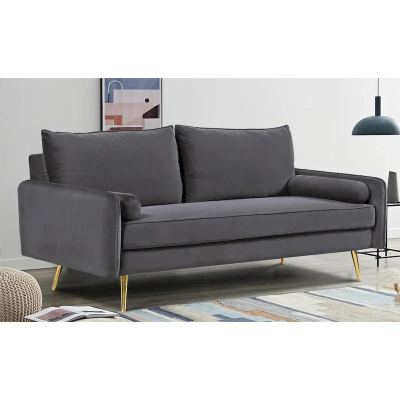 Canapé en polyester 70W Villeda avec accoudoirs carrés