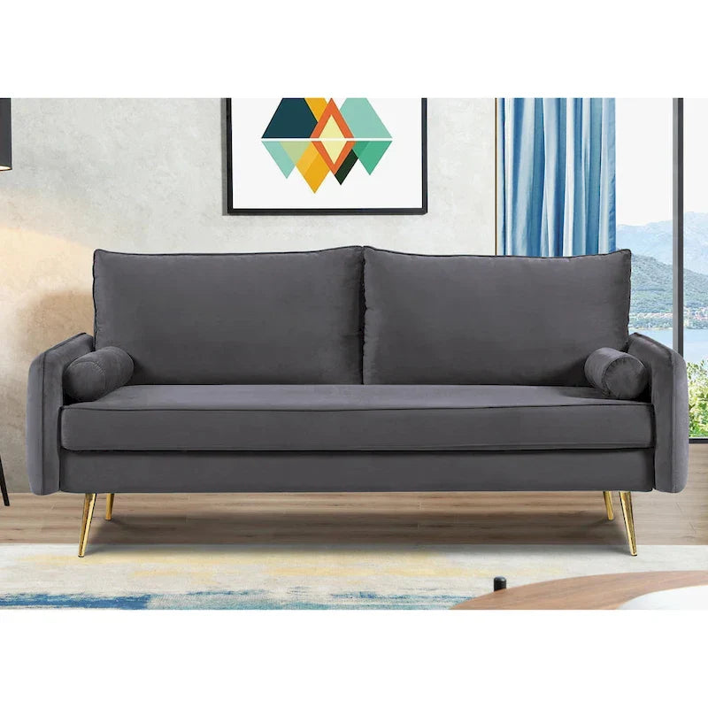 Canapé en polyester 70W Villeda avec accoudoirs carrés